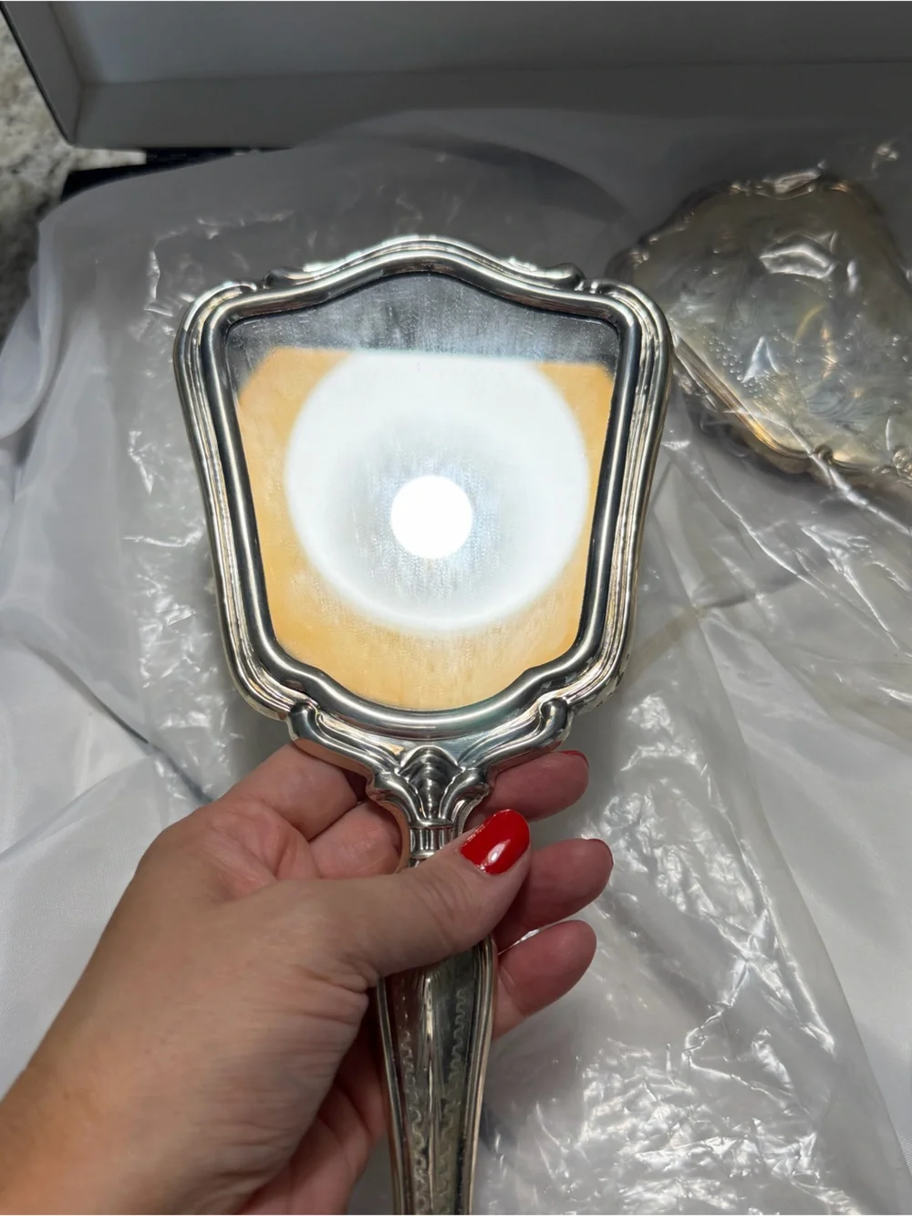 Antique Vintage Hand Mirror Set With Brush Decorative Vanity Mirror NIB